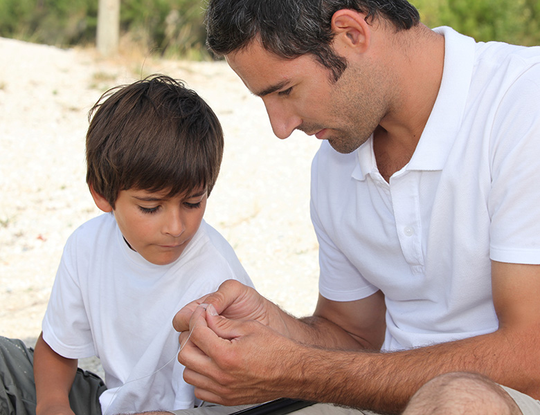 Father and son spending time together. Mindful parenting