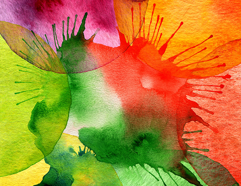 Watercolor paint splatters